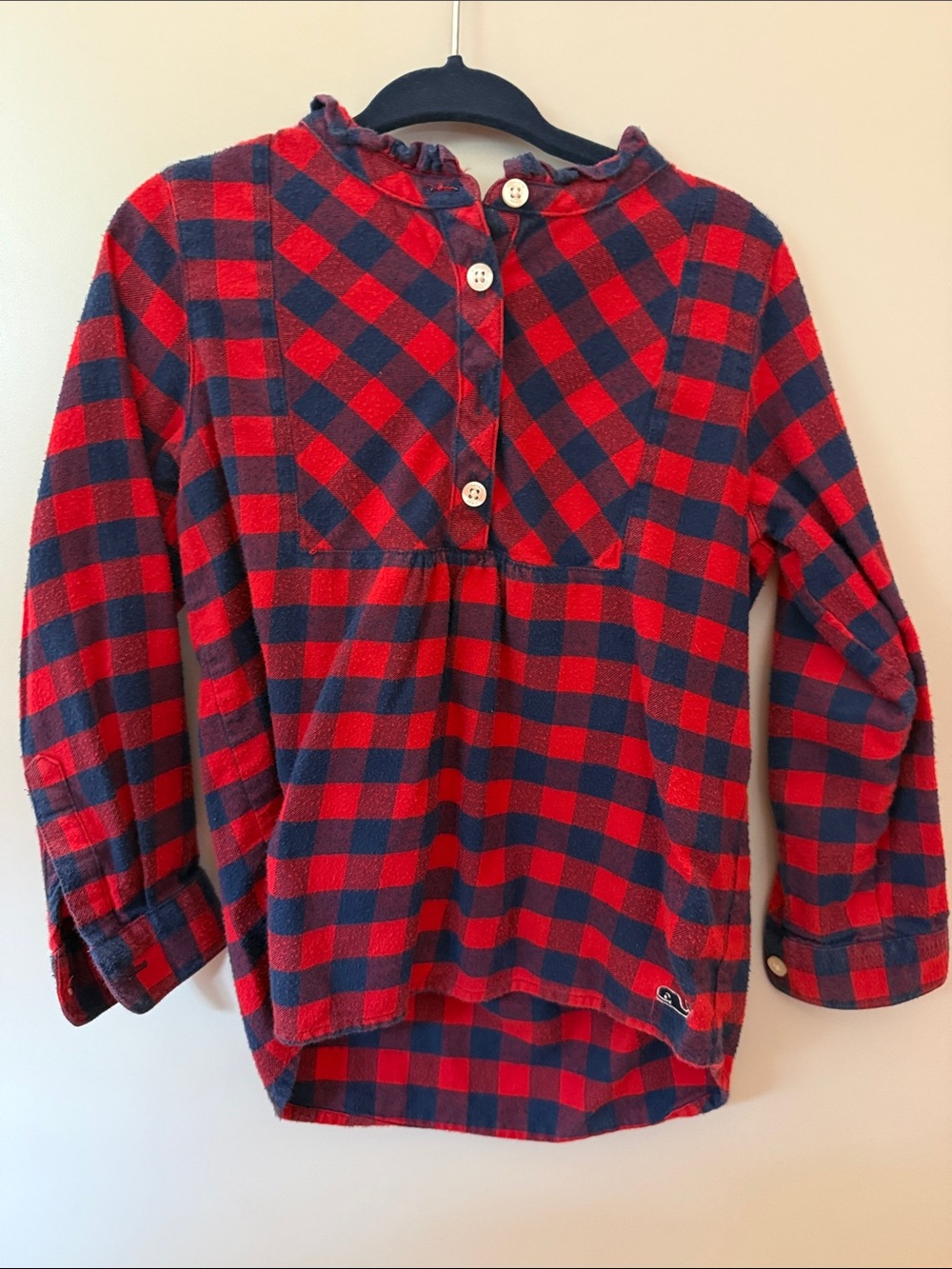 Vineyard Vines Red & Navy Plaid Button-Front Girls' Top